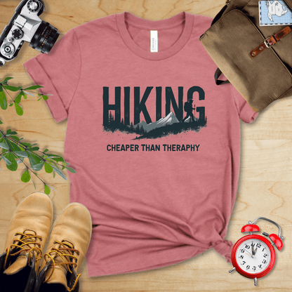 Printify T-Shirt Heather Mauve / S Hiking - Cheaper then Therapy Shirt