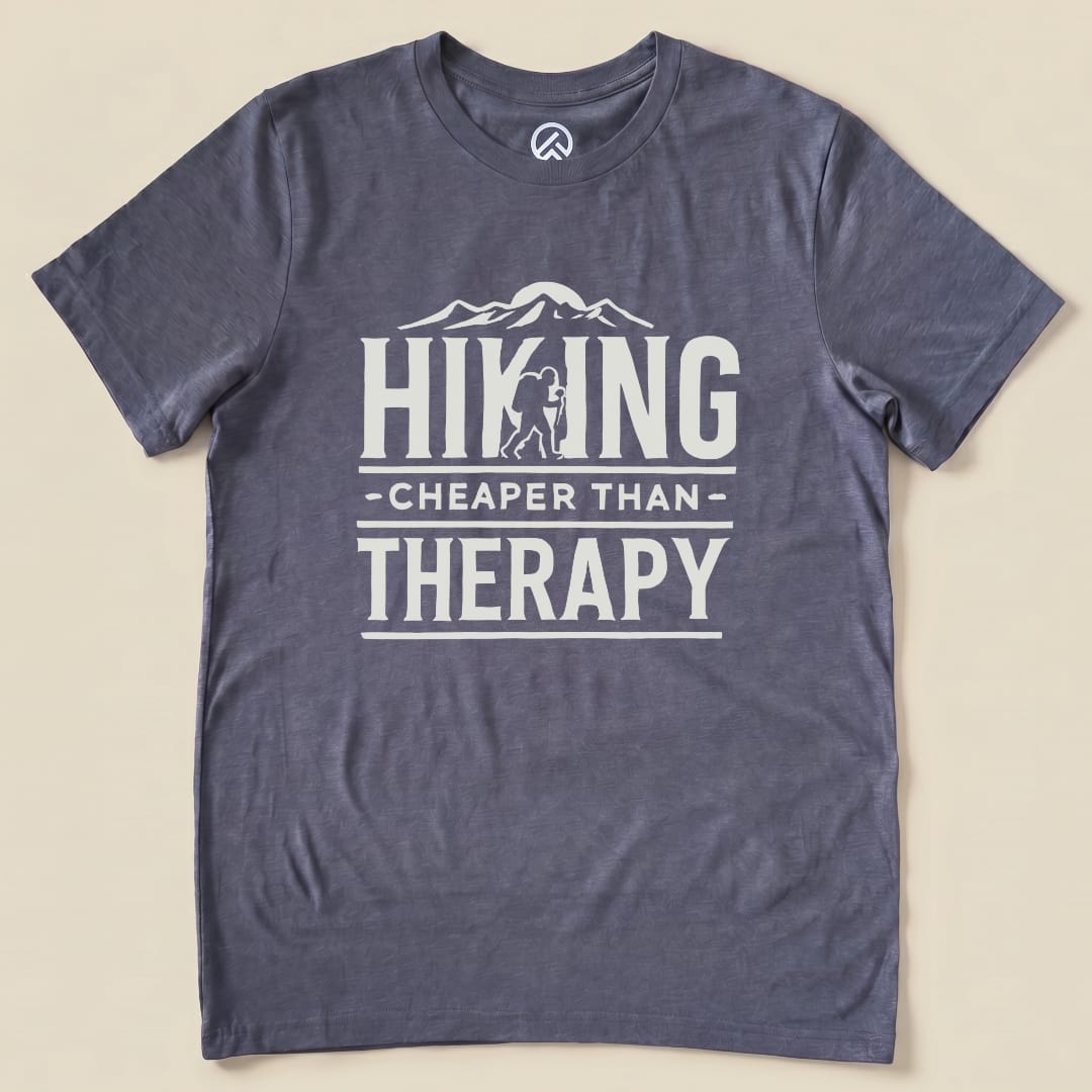 Hike Tee T-Shirt Heather Navy / S Hiking Cheaper Then Therapy Shirt