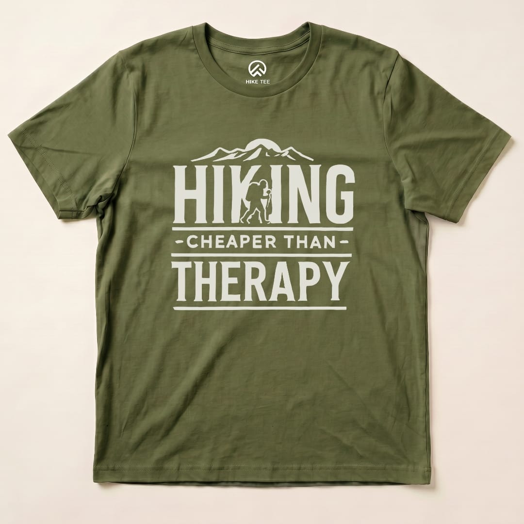 Hike Tee T-Shirt Military Green / S Hiking Cheaper Then Therapy Shirt