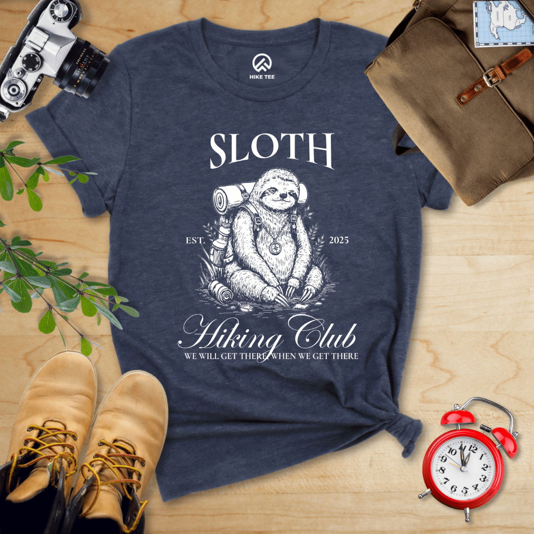 Hike Tee T-Shirt Heather Navy / S Hiking Club Sloth Shirt