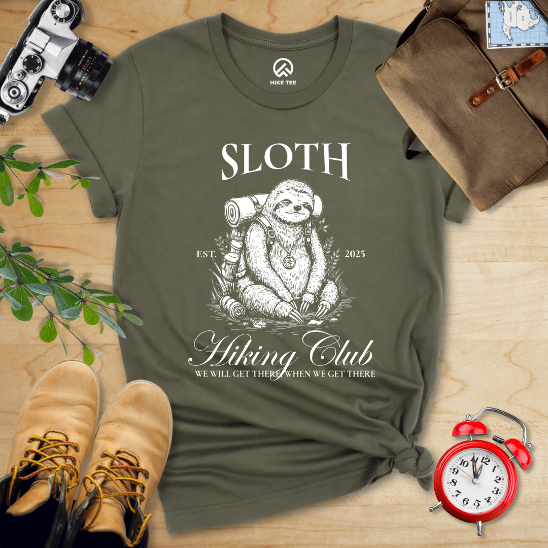 Hike Tee T-Shirt Military Green / S Hiking Club Sloth Shirt