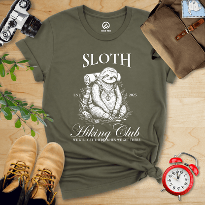 Hike Tee T-Shirt Military Green / S Hiking Club Sloth Shirt