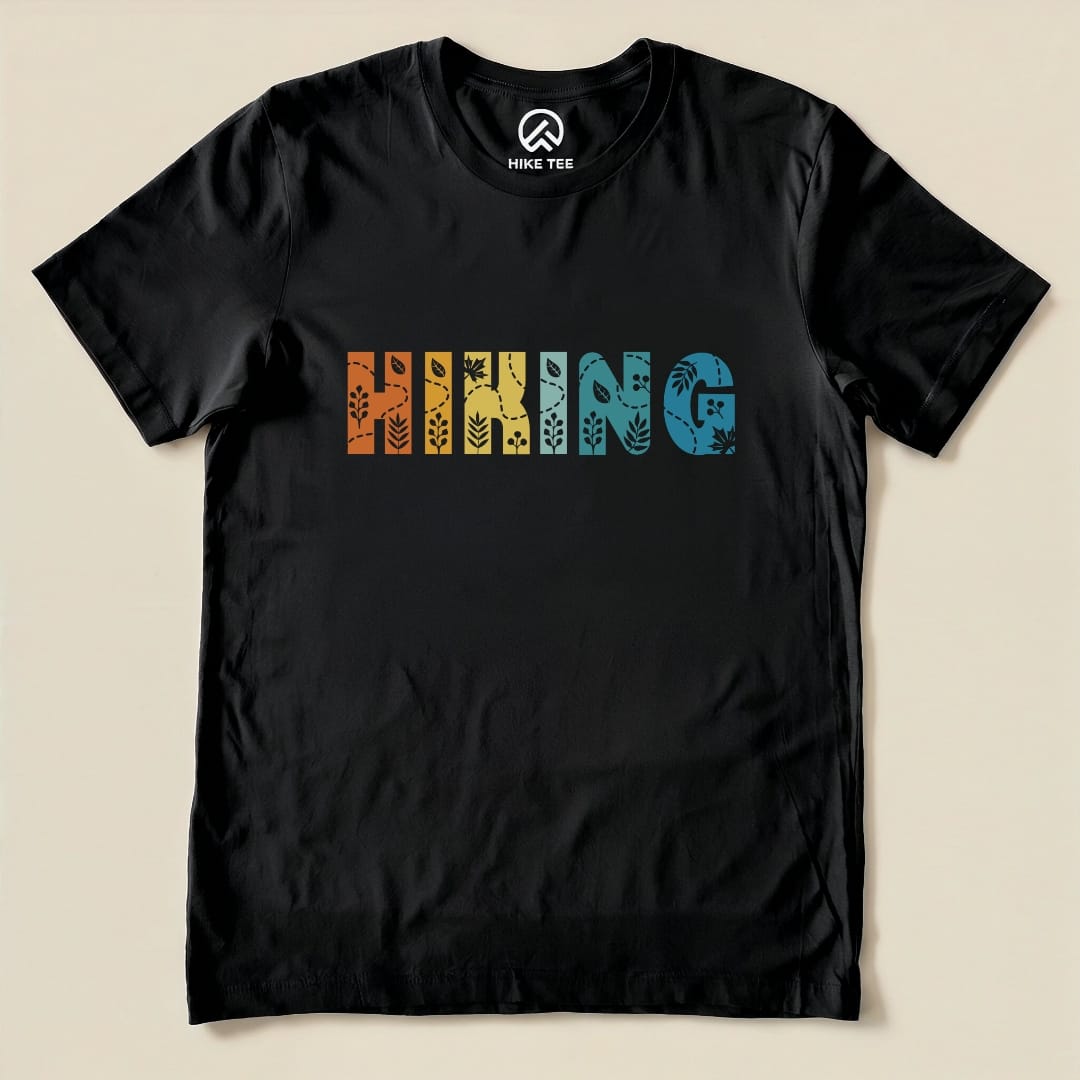 Hiking Floral Shirt Hike Tee T-Shirt Black / S