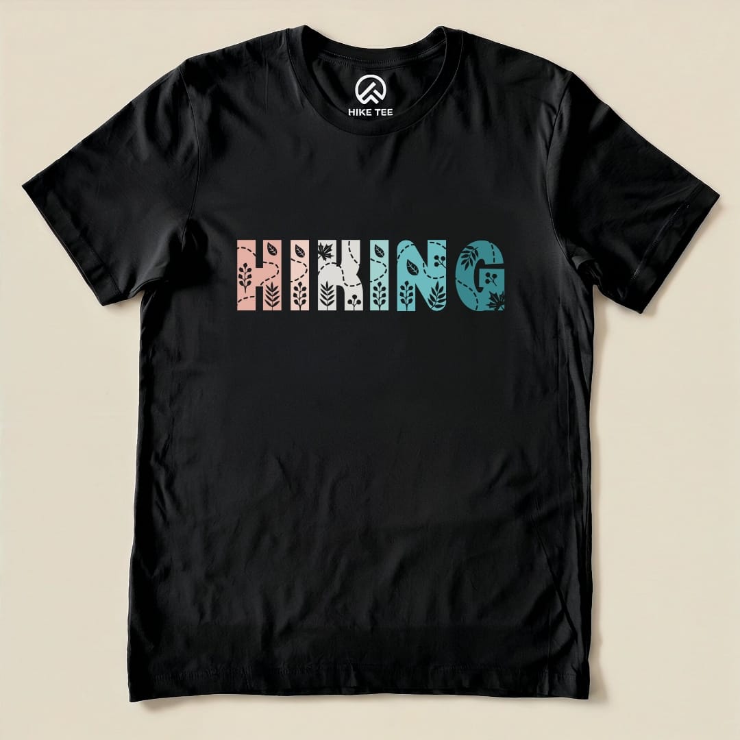 Hiking Floral Shirt Hike Tee T-Shirt Black / S