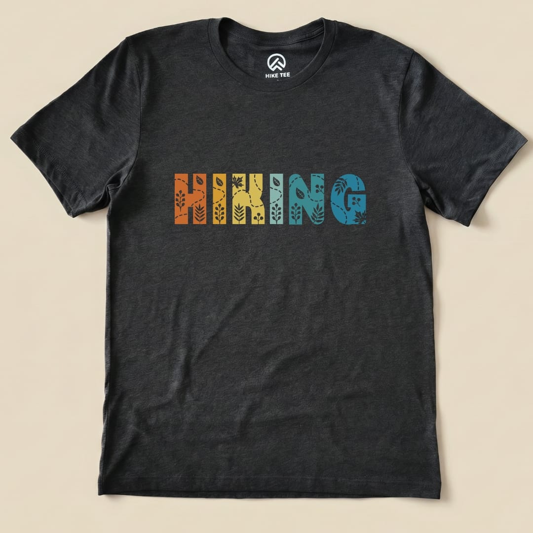 Hiking Floral Shirt Hike Tee T-Shirt Dark Grey Heather / S