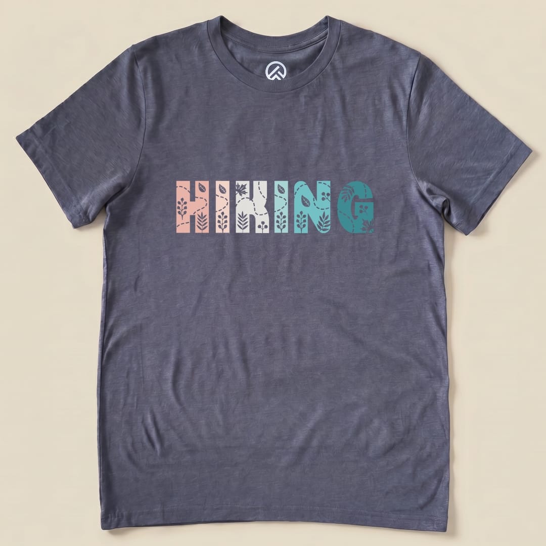 Hiking Floral Shirt Hike Tee T-Shirt Heather Navy / S