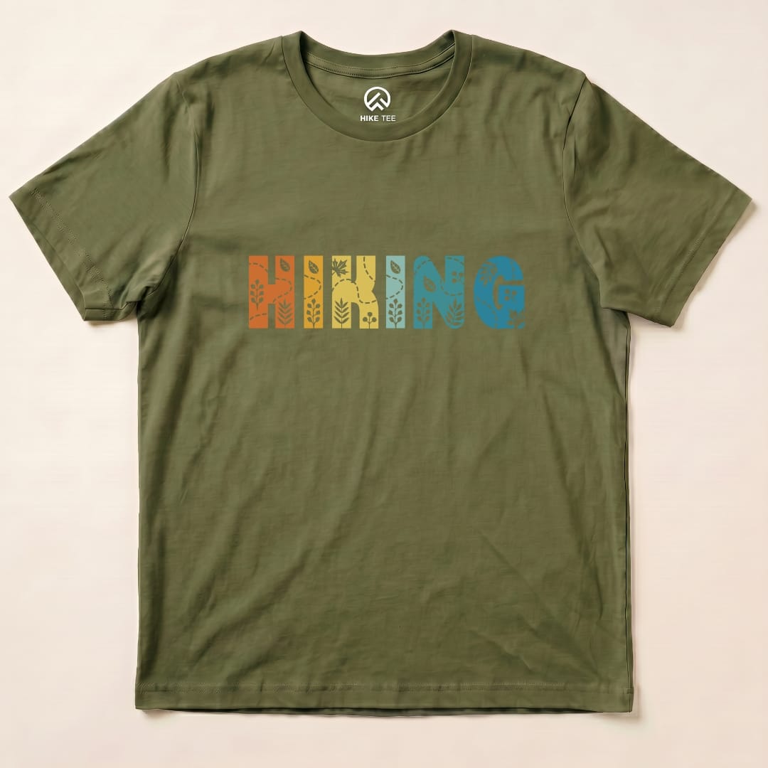 Hiking Floral Shirt Hike Tee T-Shirt Military Green / S