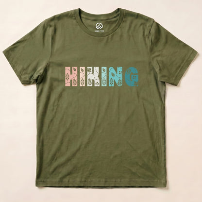 Hiking Floral Shirt Hike Tee T-Shirt Military Green / S