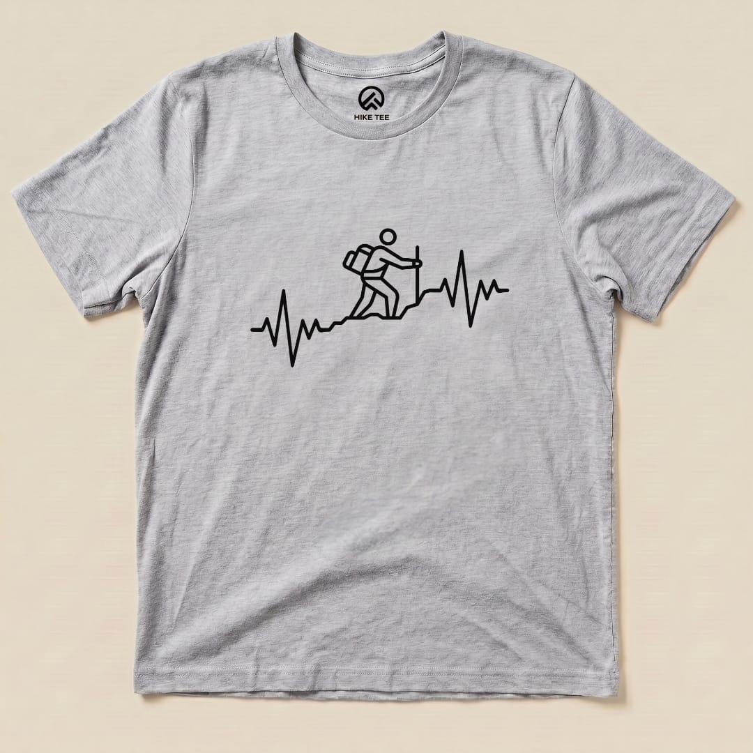 Hiking Heart Rate Shirt Hike Tee T-Shirt Athletic Heather / S