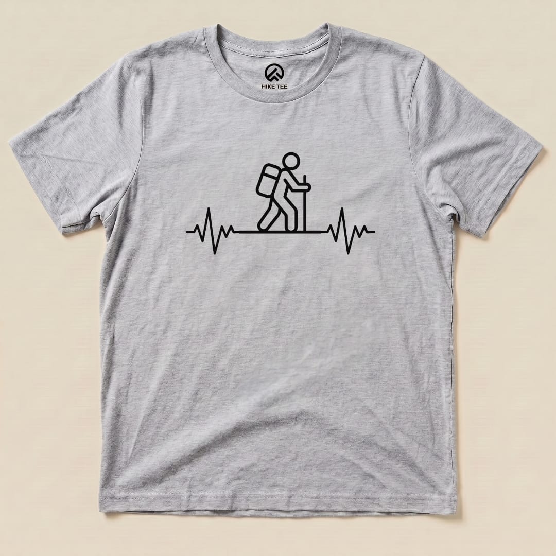 Hiking Heart Rate Shirt Hike Tee T-Shirt Athletic Heather / S