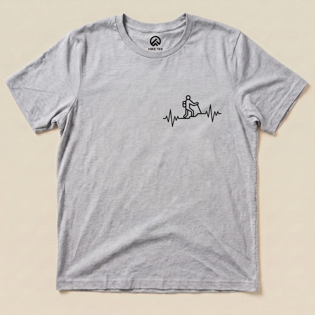 Hiking Heart Rate Shirt Hike Tee T-Shirt Athletic Heather / S