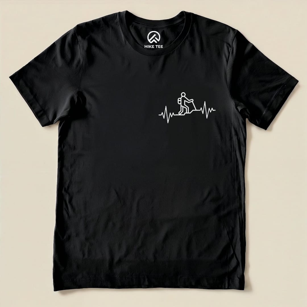 Hiking Heart Rate Shirt Hike Tee T-Shirt Black / S