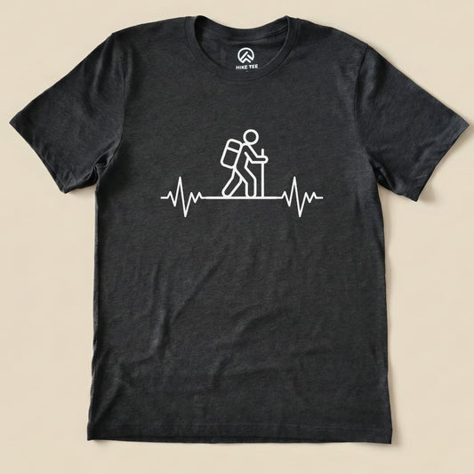 Hiking Heart Rate Shirt Hike Tee T-Shirt Dark Grey Heather / S