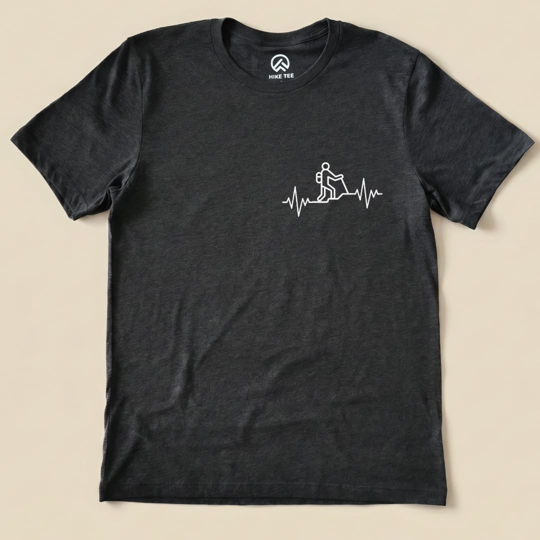 Hiking Heart Rate Shirt Hike Tee T-Shirt Dark Grey Heather / S