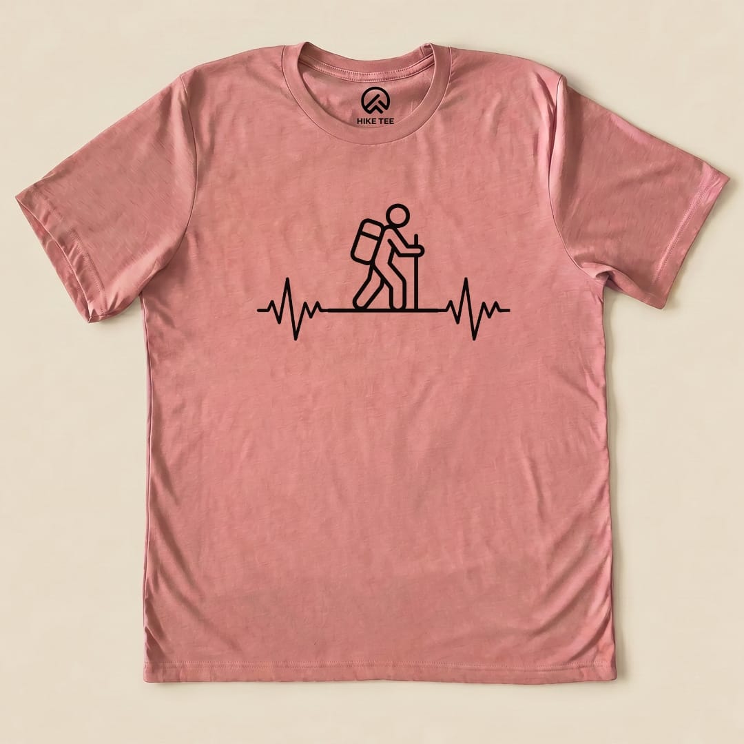 Hiking Heart Rate Shirt Hike Tee T-Shirt Heather Mauve / S