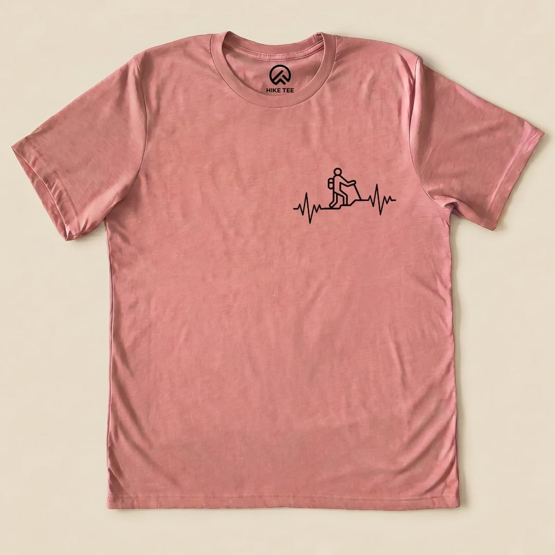 Hiking Heart Rate Shirt Hike Tee T-Shirt Heather Mauve / S