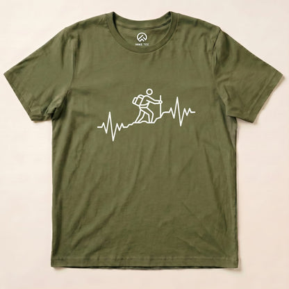 Hiking Heart Rate Shirt Hike Tee T-Shirt Military Green / S