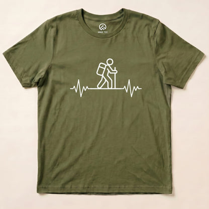 Hiking Heart Rate Shirt Hike Tee T-Shirt Military Green / S