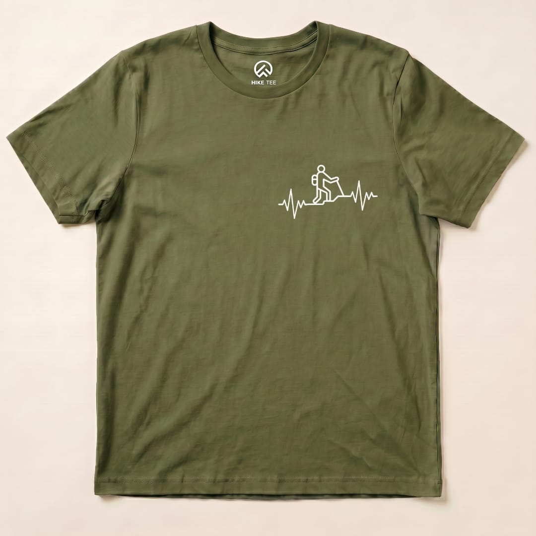 Hiking Heart Rate Shirt Hike Tee T-Shirt Military Green / S