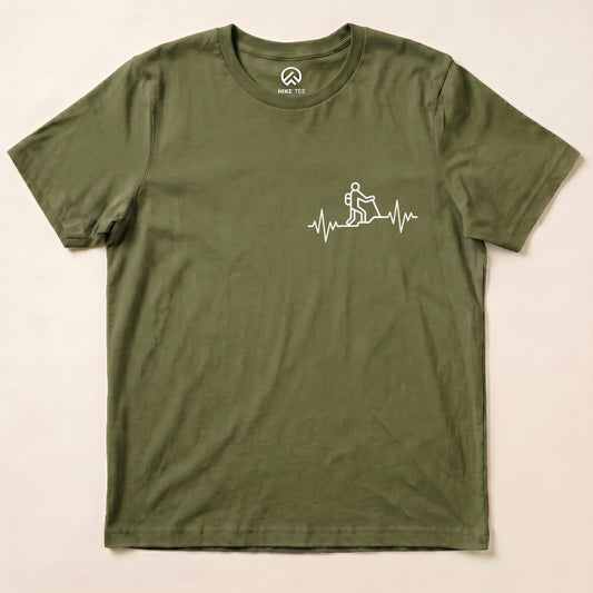 Hiking Heart Rate Shirt Hike Tee T-Shirt Military Green / S