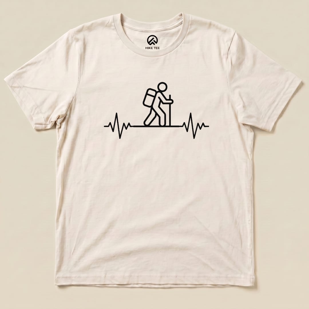 Hiking Heart Rate Shirt Hike Tee T-Shirt Natural / S