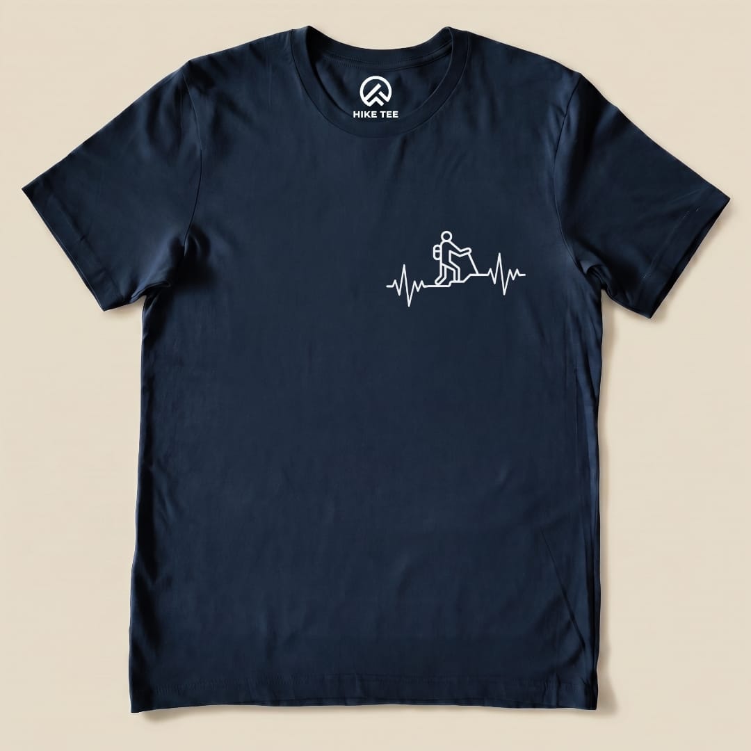 Hiking Heart Rate Shirt Hike Tee T-Shirt Navy / S