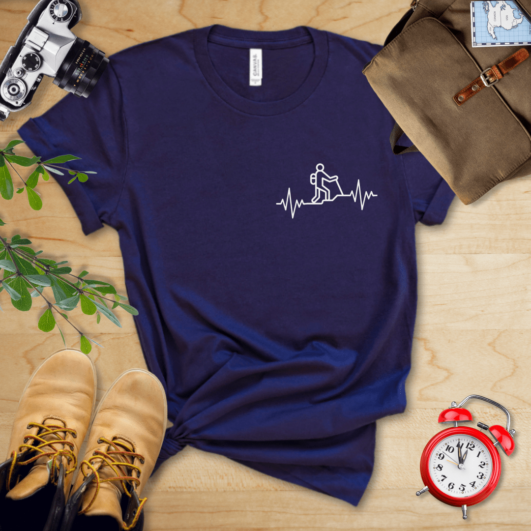 Printify T-Shirt Navy / S Hiking Heart Rate Shirt