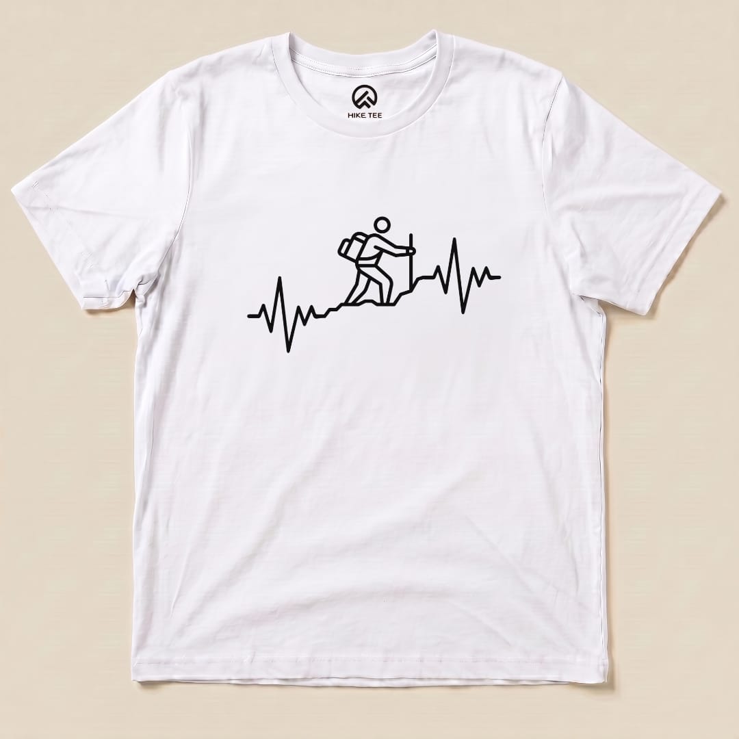 Hiking Heart Rate Shirt Hike Tee T-Shirt White / S