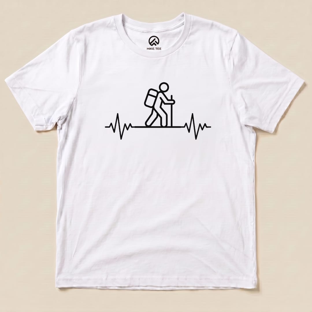 Hiking Heart Rate Shirt Hike Tee T-Shirt White / S