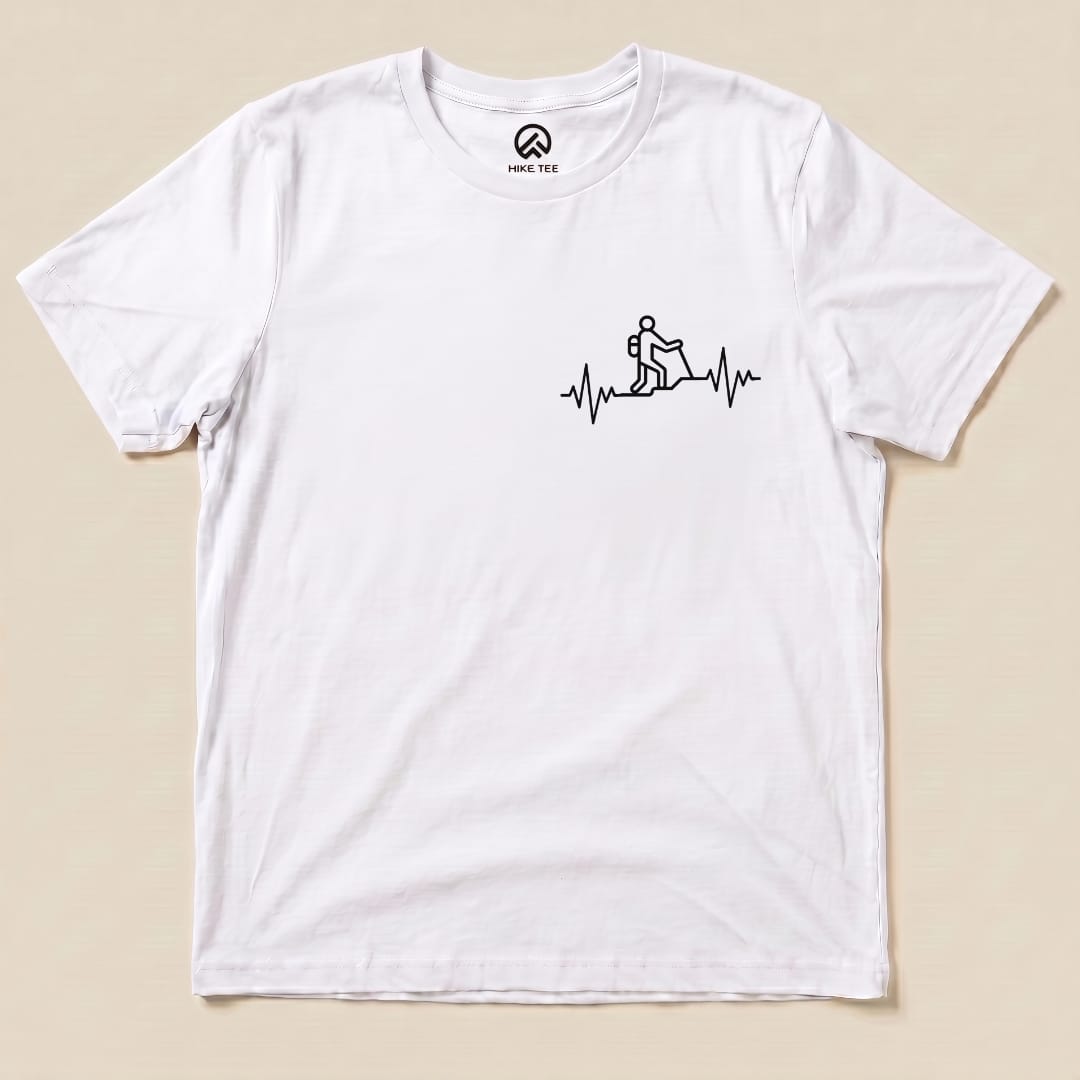 Hiking Heart Rate Shirt Hike Tee T-Shirt White / S
