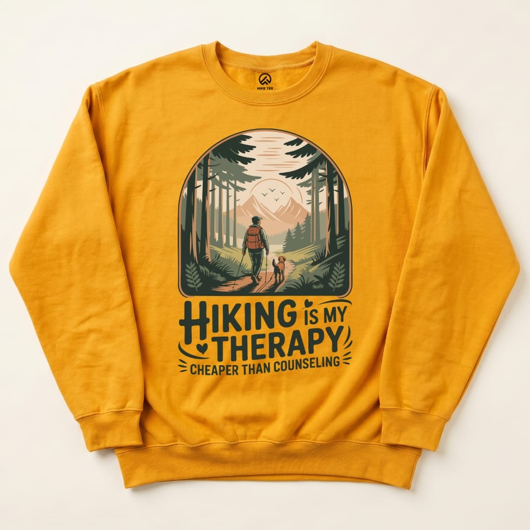Hiking is my Therapy Sweatshirt Hike Tee Sweatshirt Gold / S