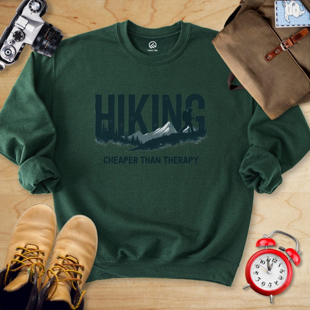 Hike Tee Sweatshirt Forest Green / S Hiking is Therapy Sweatshirt