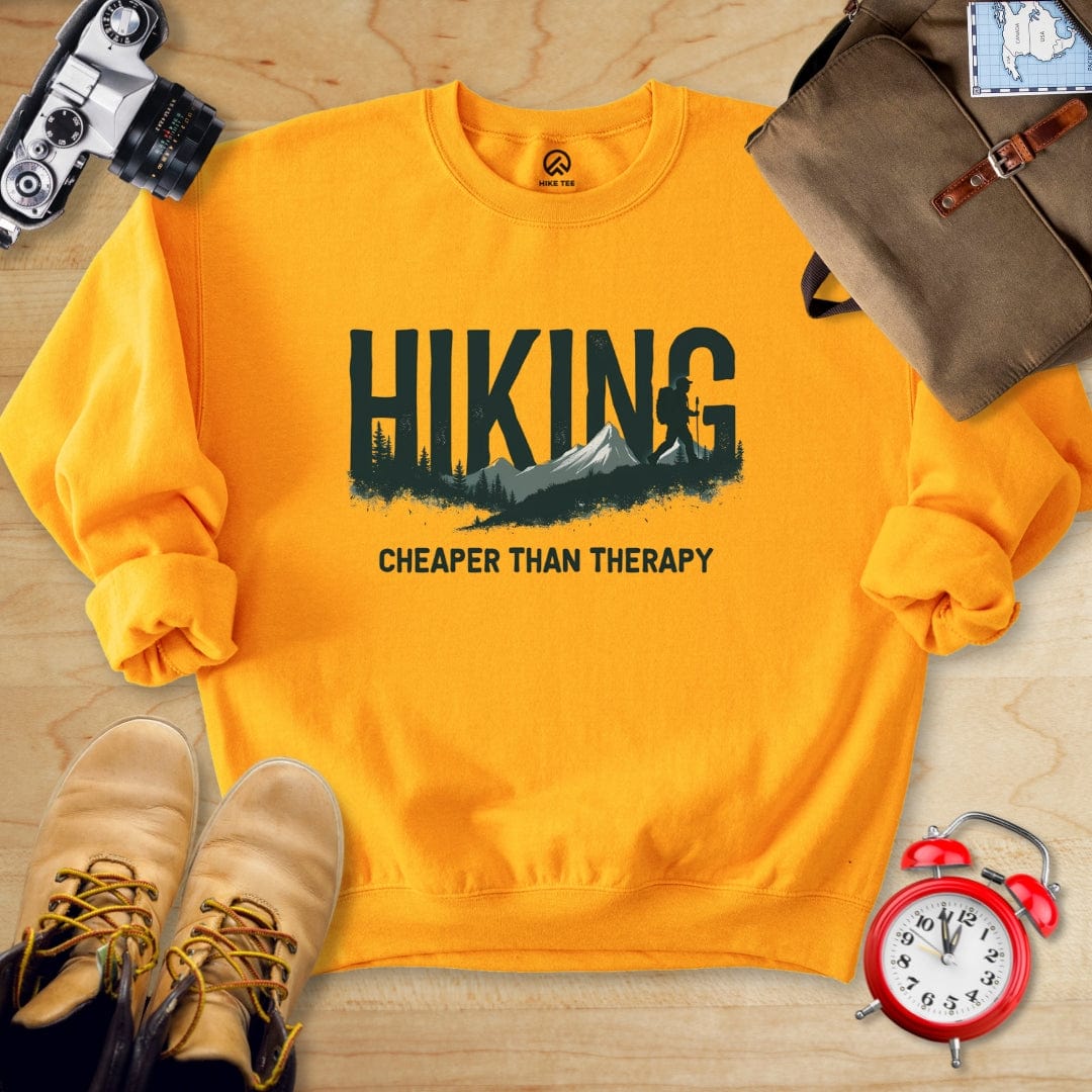 Hike Tee Sweatshirt Gold / S Hiking is Therapy Sweatshirt