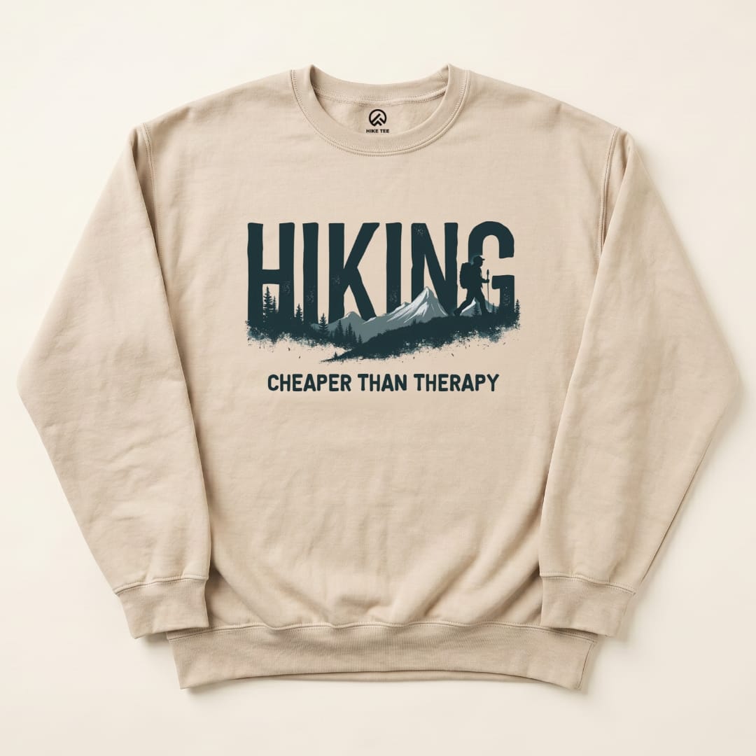 Hiking is Therapy Sweatshirt Hike Tee Sweatshirt Sand / S