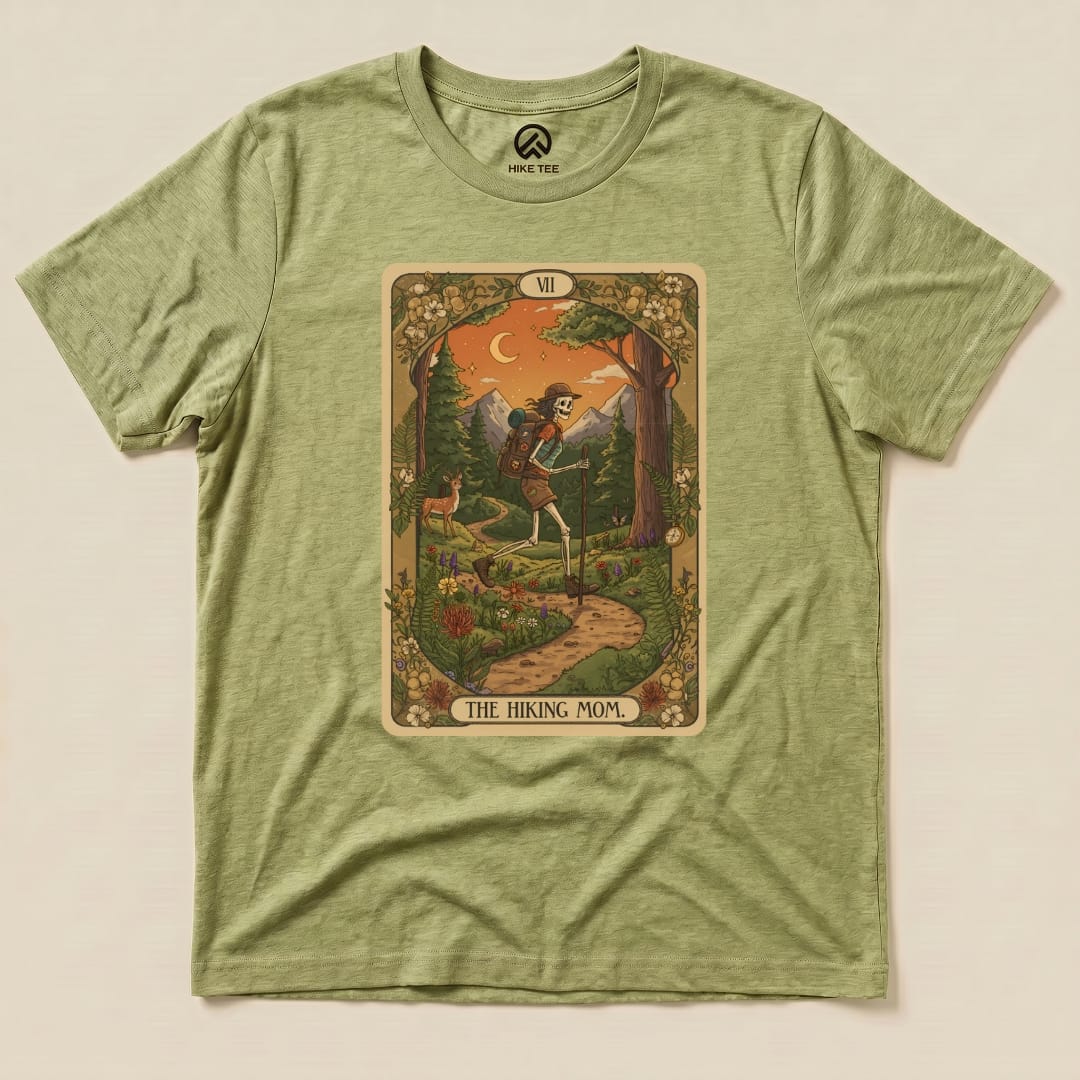 Hike Tee T-Shirt Heather Green / S Hiking Mom Card Shirt