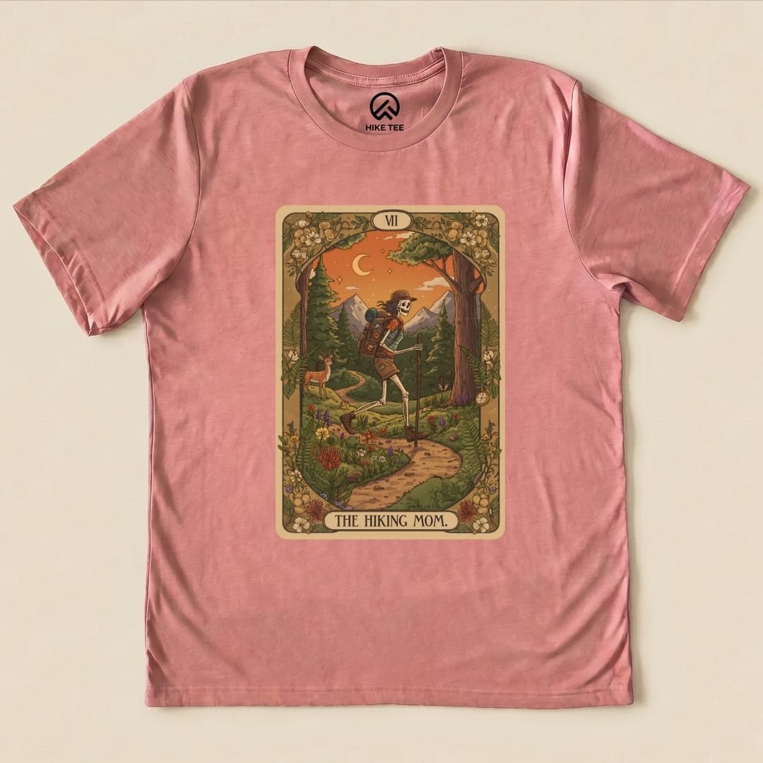 Hike Tee T-Shirt Heather Mauve / S Hiking Mom Card Shirt