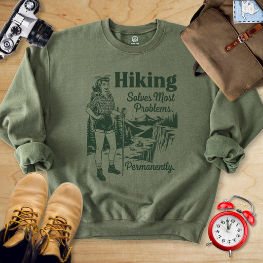 Hike Tee Sweatshirt Military Green / S Hiking Problem Solved Sweatshirt