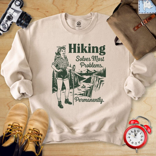 Hike Tee Sweatshirt Sand / S Hiking Problem Solved Sweatshirt