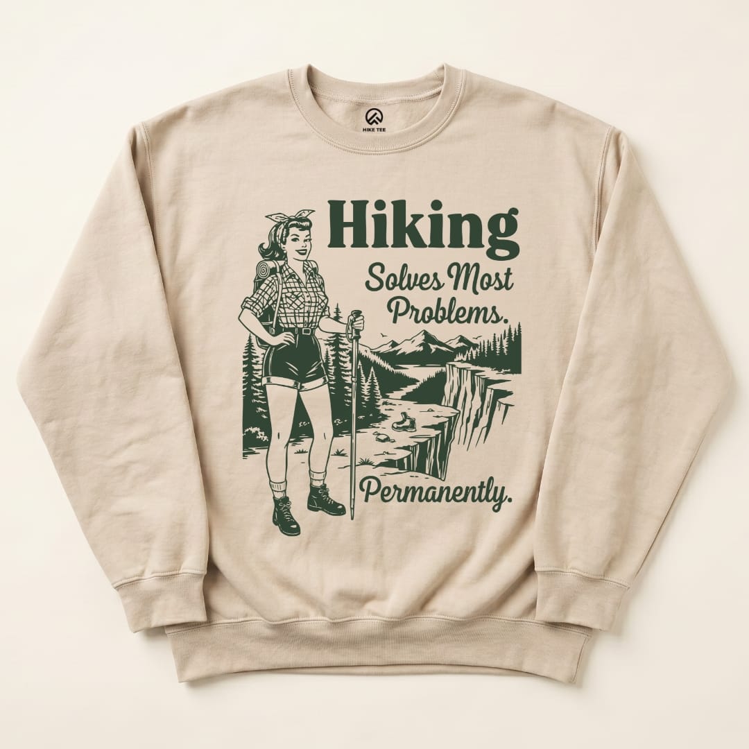 Hiking Problem Solved Sweatshirt Hike Tee Sweatshirt Sand / S