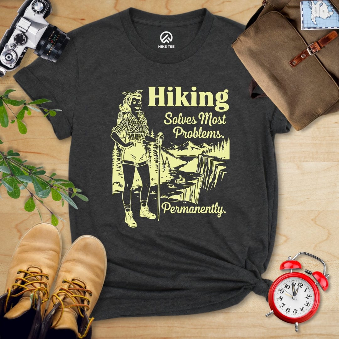 Hike Tee T-Shirt Dark Grey Heather / S Hiking Retro Shirt