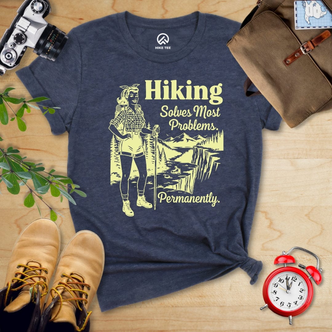 Hike Tee T-Shirt Heather Navy / S Hiking Retro Shirt