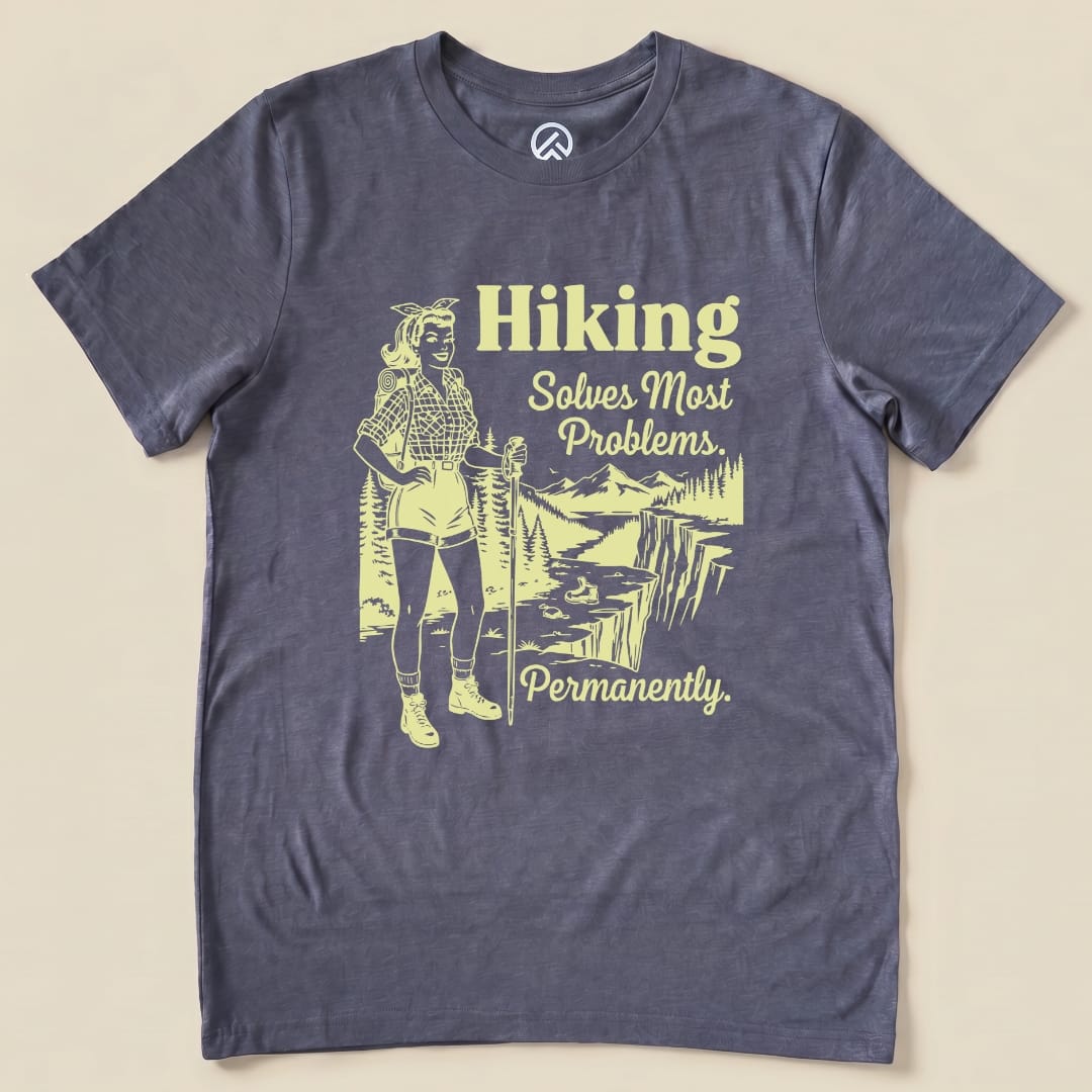 Hike Tee T-Shirt Heather Navy / S Hiking Retro Shirt