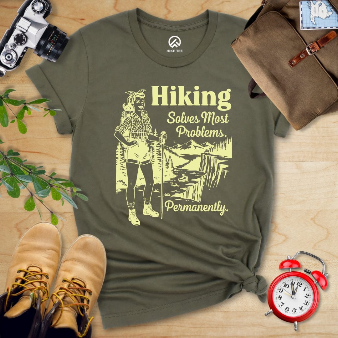 Hike Tee T-Shirt Military Green / S Hiking Retro Shirt