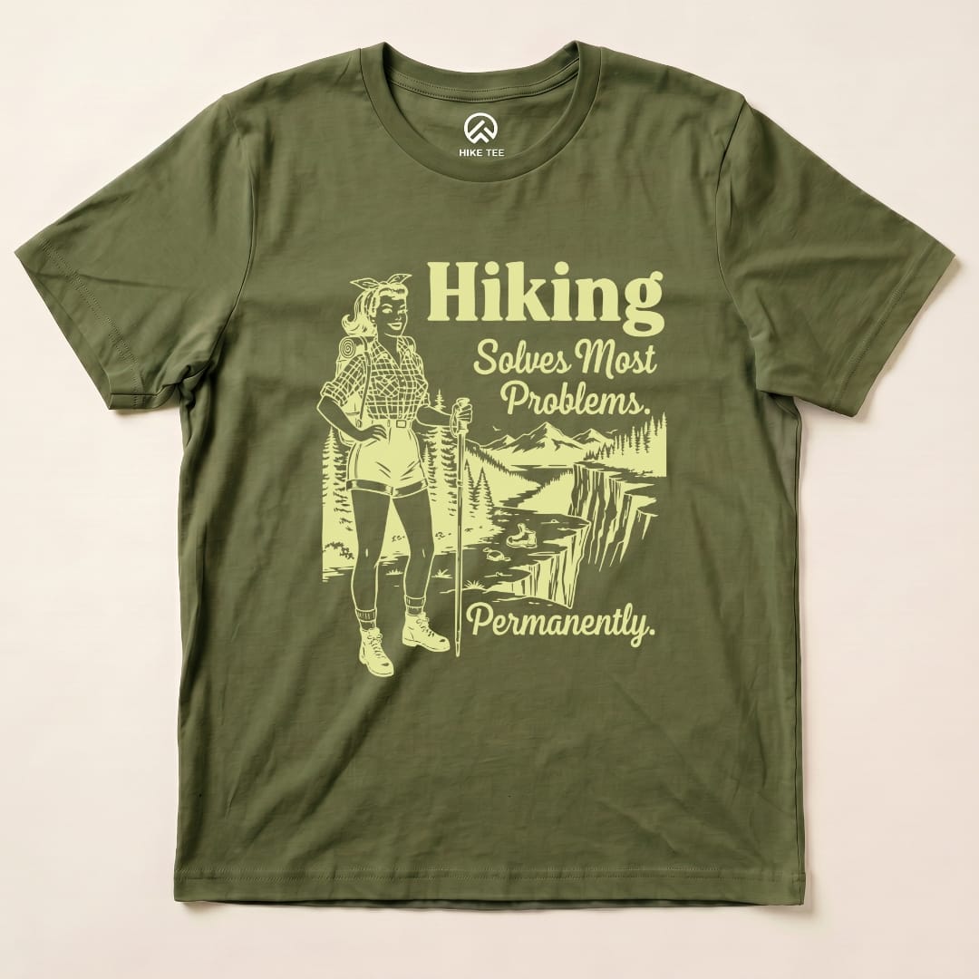 Hike Tee T-Shirt Military Green / S Hiking Retro Shirt