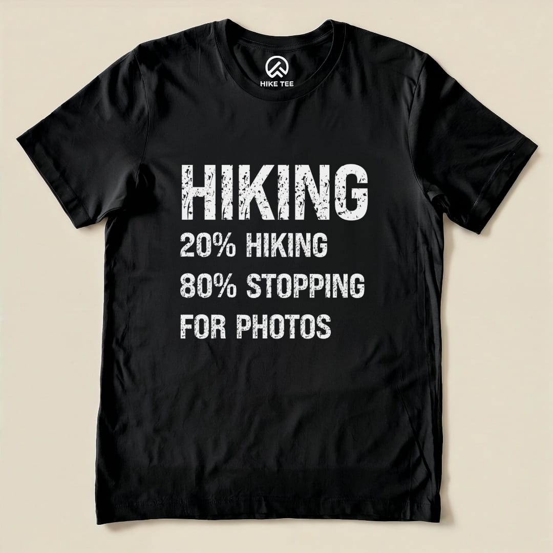 Hiking Stoping For Photos Shirt Hike Tee T-Shirt Black / S