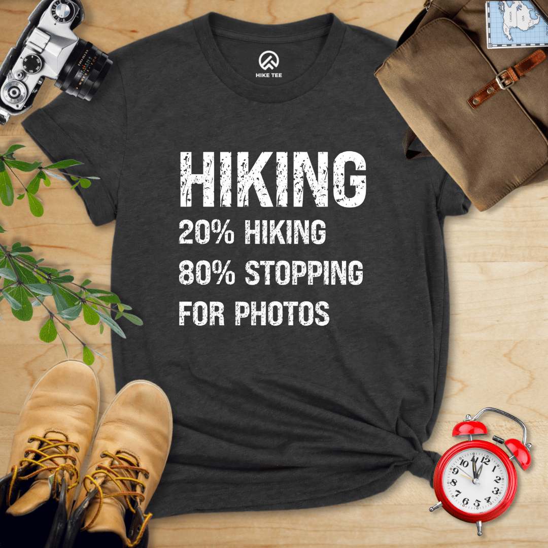 Hike Tee T-Shirt Dark Grey Heather / S Hiking Stoping For Photos Shirt