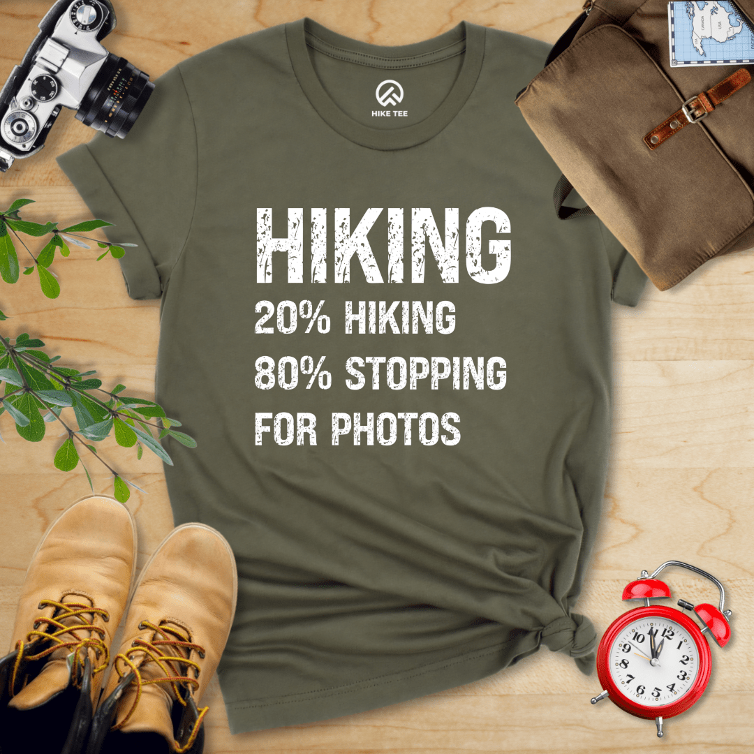 Hike Tee T-Shirt Military Green / S Hiking Stoping For Photos Shirt