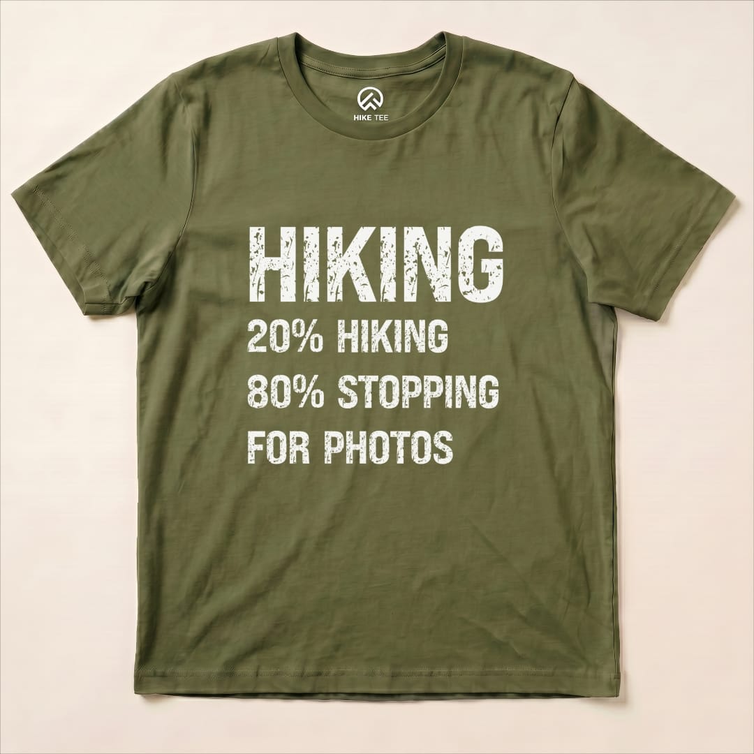 Hiking Stoping For Photos Shirt Hike Tee T-Shirt Military Green / S