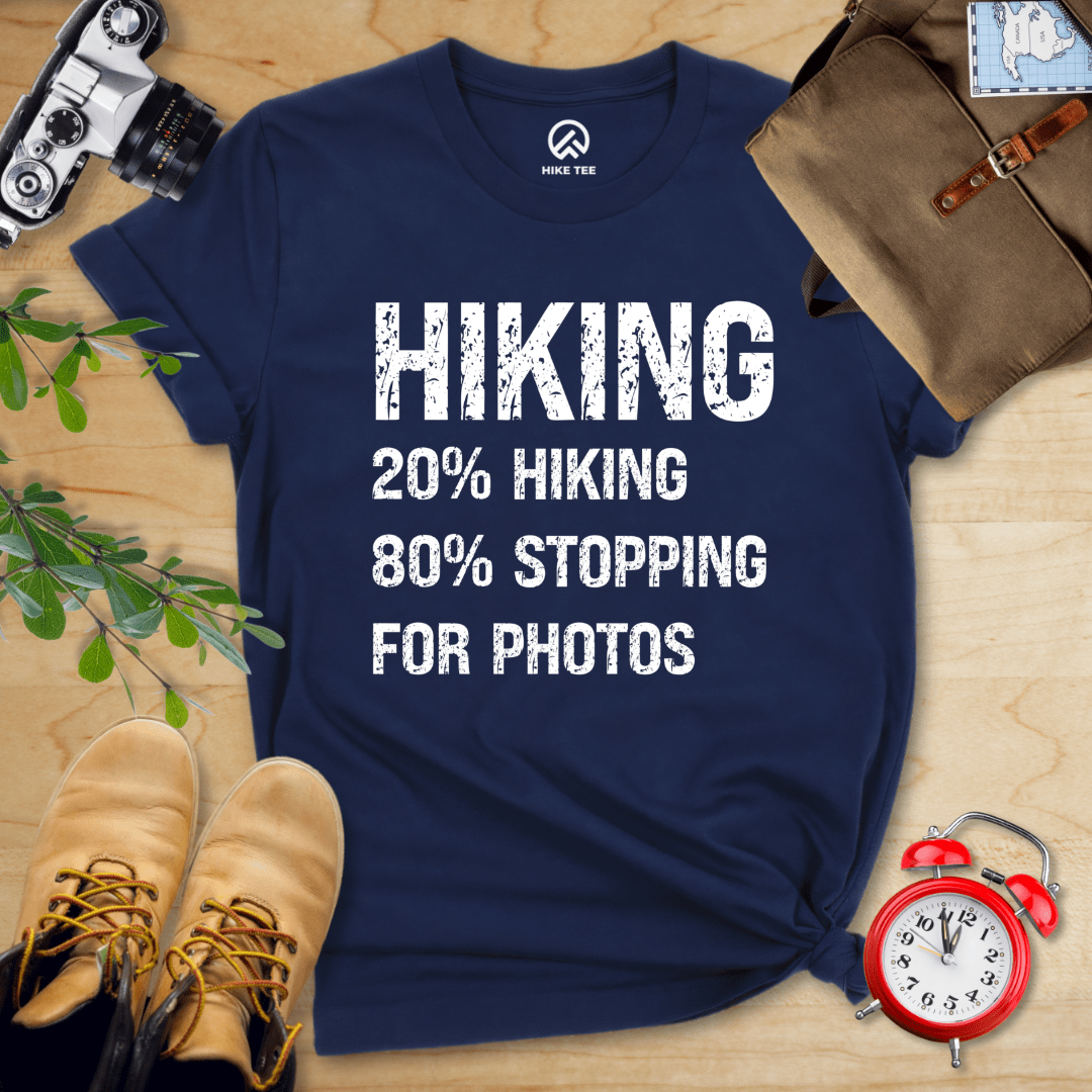 Hike Tee T-Shirt Navy / S Hiking Stoping For Photos Shirt