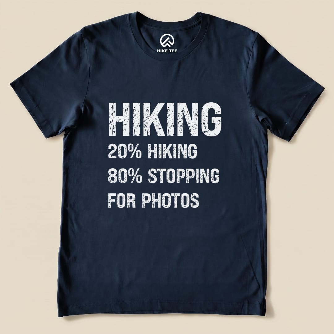 Hiking Stoping For Photos Shirt Hike Tee T-Shirt Navy / S